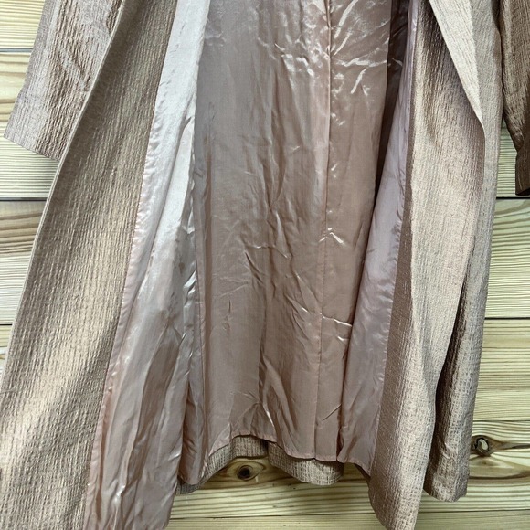 Eileen Fisher Silk Jacket Small Longline Open Front Rose Gold Copper Lined B80 - Picture 6 of 16